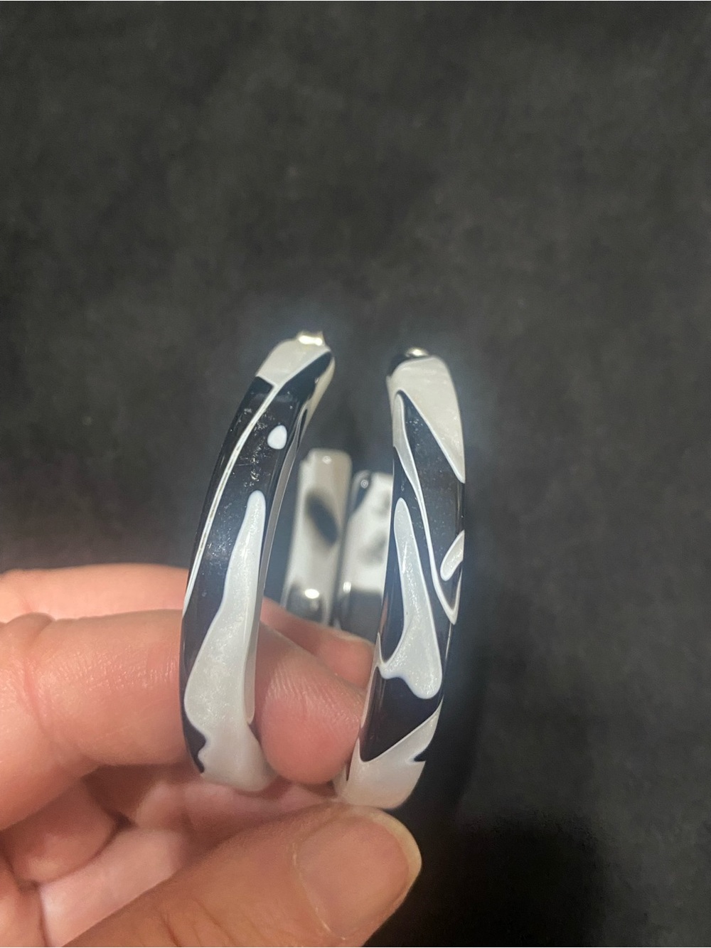Black & White Swirl Hoop Earrings